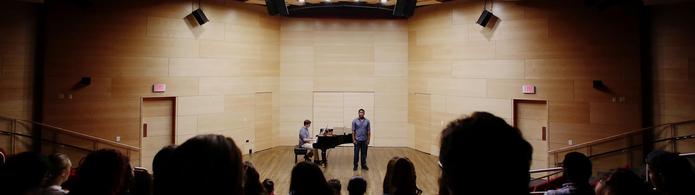 Pianist and vocalist onstage performing